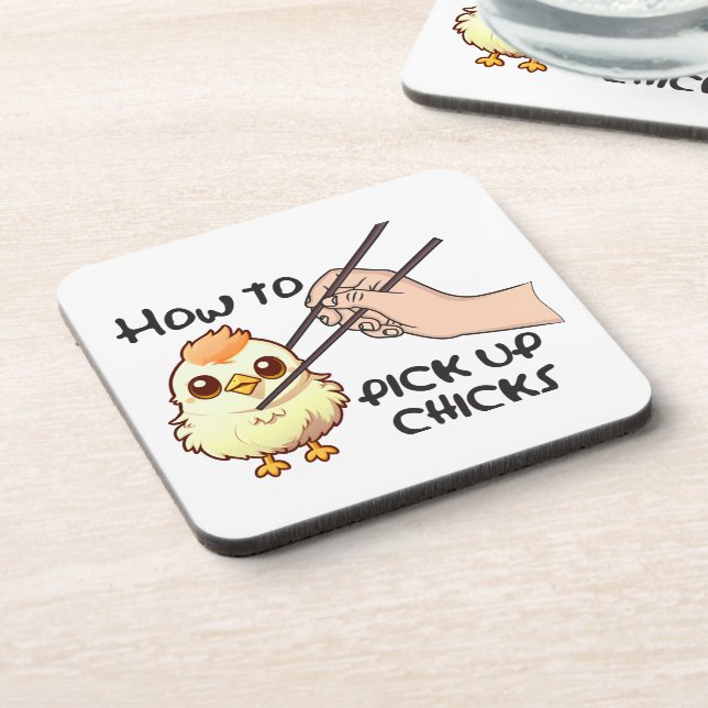 Pick up chicks  beverage coaster (Left Side)