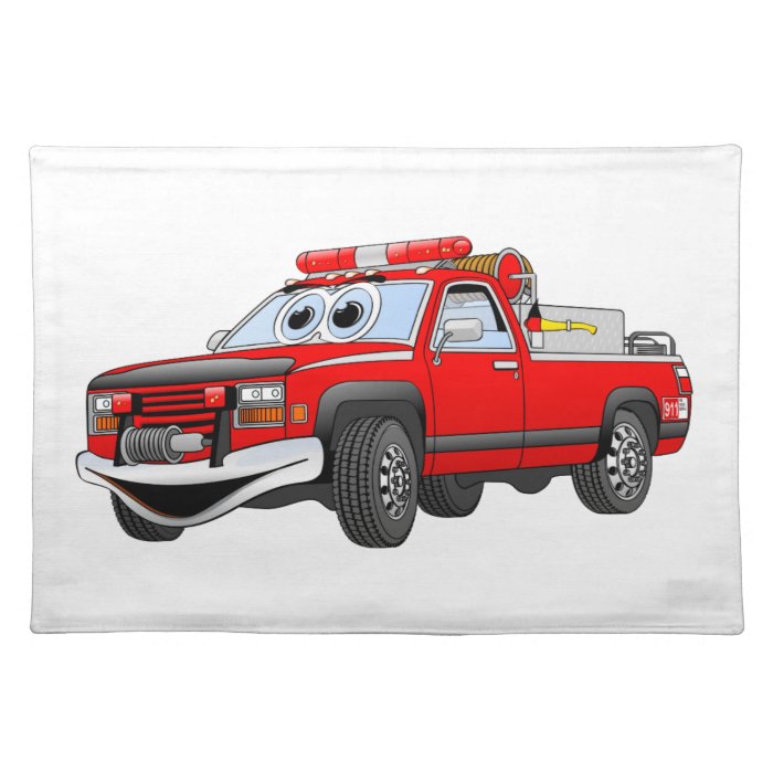 Pick Up Fire Truck Cartoon Place Mats