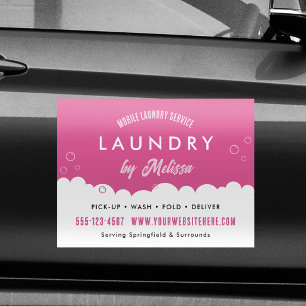 Pick-Up Laundry Service Pink & White Marketing Car Magnet