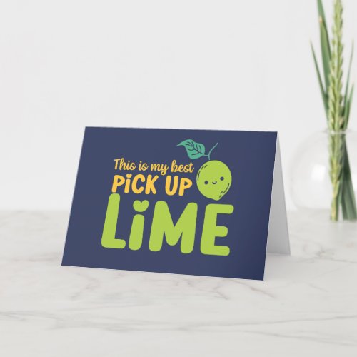 Pick Up Lime Cute Fruit Pun Funny Valentines Day Holiday Card