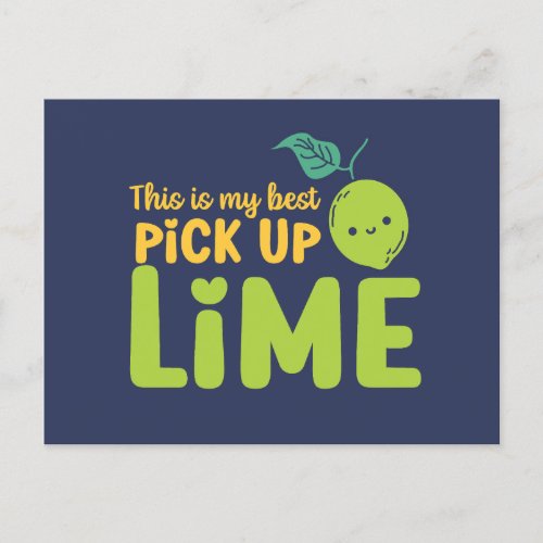 Pick Up Lime Cute Fruit Pun Funny Valentines Day Postcard