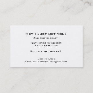 Pick up line card-call me calling card