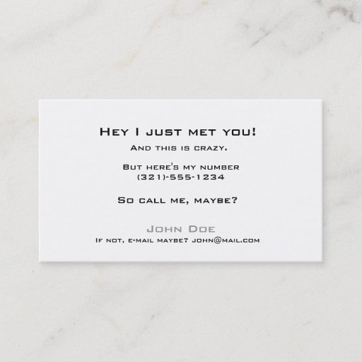 Customizable Pick up line card-call me business card template