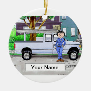 Pick Up Truck, Blue - Female Ceramic Ornament