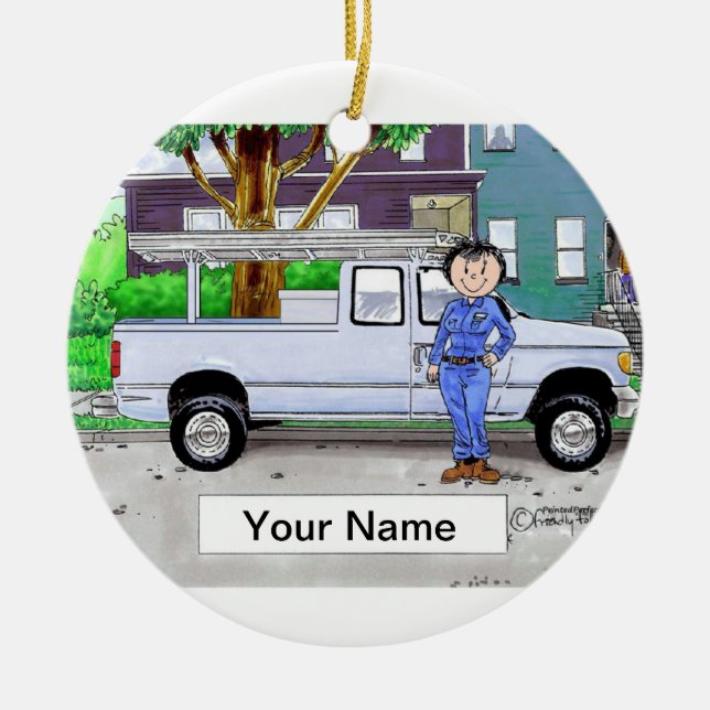 Pick Up Truck, Blue - Female Ceramic Ornament (Front)