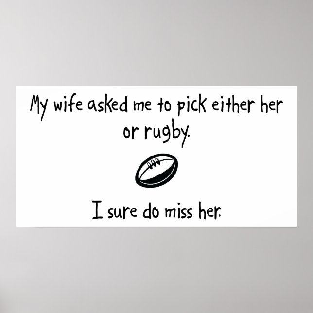 Pick Wife or Rugby Poster (Front)
