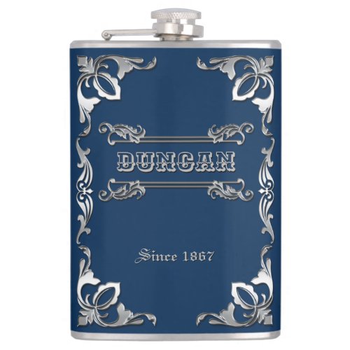 Pick Your Color Classic Book Cover Silver Ornament Flask