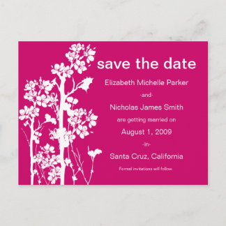 PICK-YOUR-COLOR Japanese Floral Save the Date Announcement Postcard