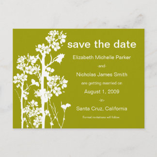 PICK-YOUR-COLOR Japanese Floral Save the Date Announcement Postcard