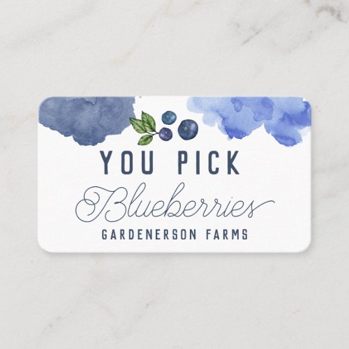 Pick Your Own Blueberries Custom Business Card