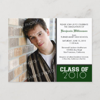 Pick-Your-Own-Color (for dark colors) Graduation Invitation Postcard