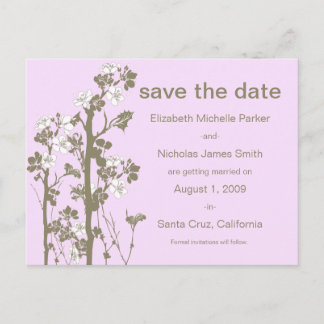 PICK-YOUR-OWN-COLOR Japanese Floral Save the Date Announcement Postcard