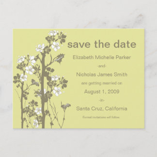 PICK-YOUR-OWN-COLOR Japanese Floral Save the Date Announcement Postcard