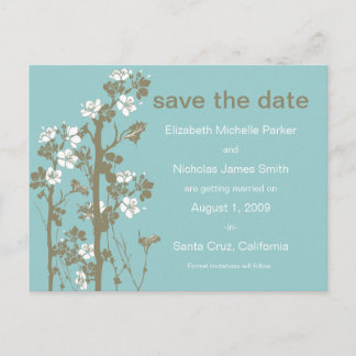 PICK-YOUR-OWN-COLOR Japanese Floral Save the Date Announcement Postcard