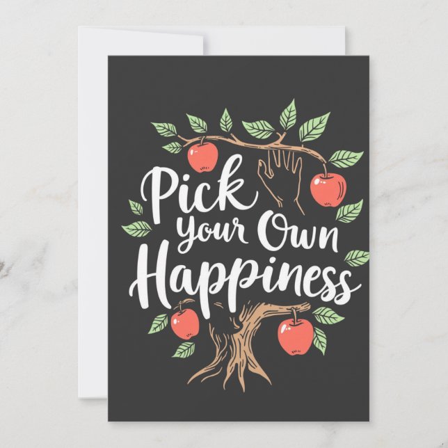 Pick Your Own Happiness Apple Picking Season Fall Invitation (Front)