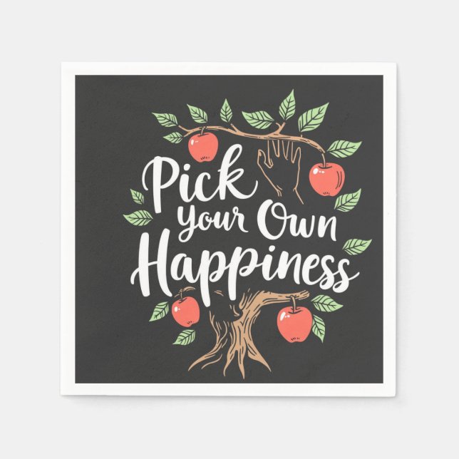 Pick Your Own Happiness Apple Picking Season Fall Napkins (Front)