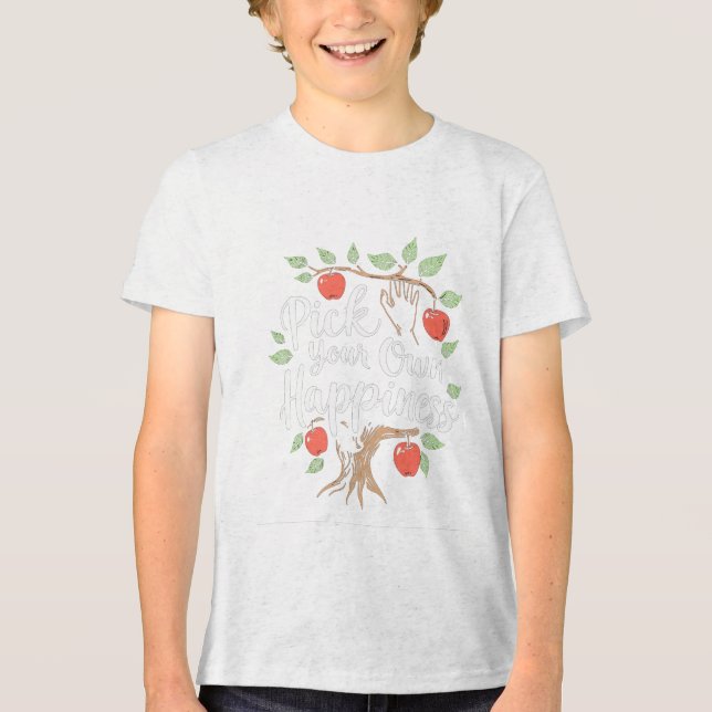 Pick Your Own Happiness Apple Picking Season Fall Tri-Blend Shirt (Front)