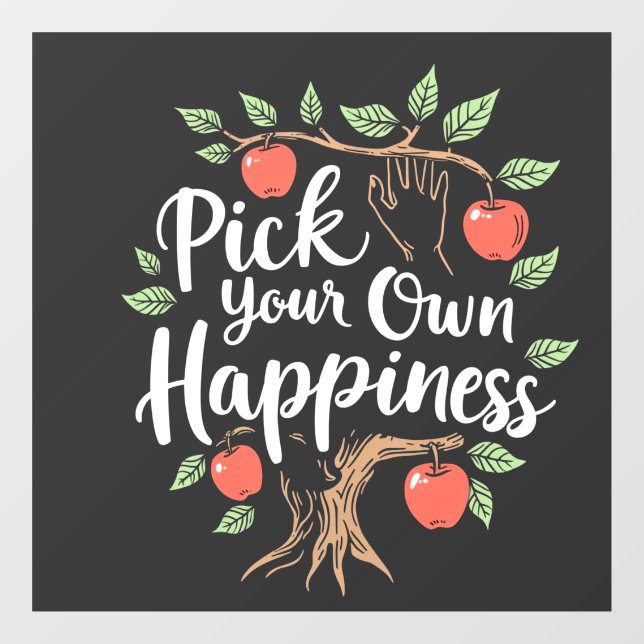 Pick Your Own Happiness Apple Picking Season Fall Window Cling (Sheet)