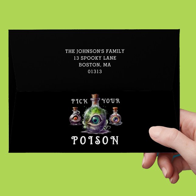 Pick Your poison Black Halloween Envelope (Creator Uploaded)