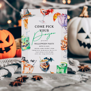 Pick Your Poison Cocktail Adult Halloween Party Invitation