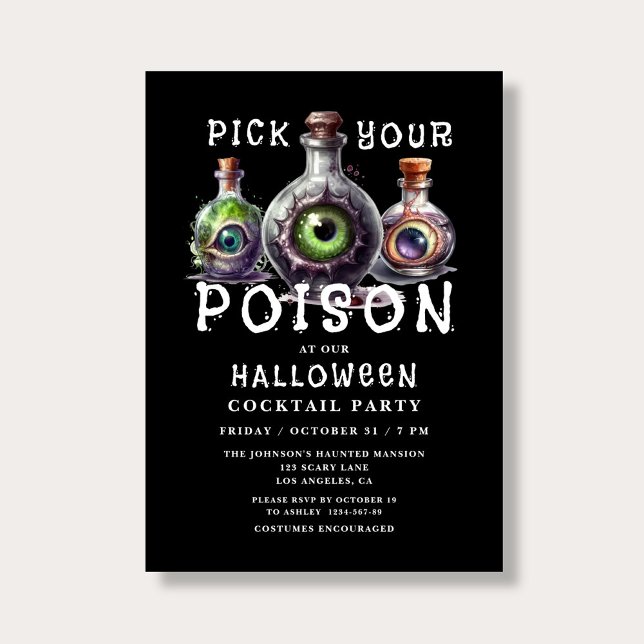 Pick Your Poison Cocktail Party Halloween Invitation (Creator Uploaded)
