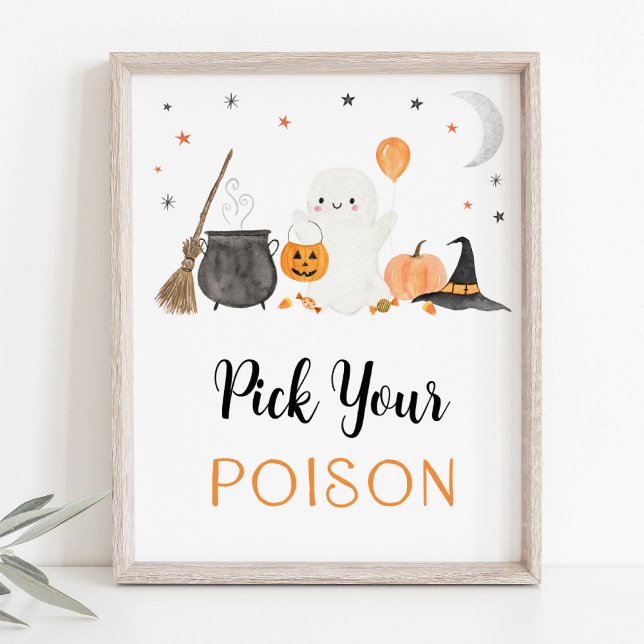 Pick Your Poison Ghost Halloween Drinks Sign (Creator Uploaded)