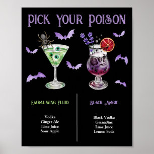 Pick Your Poison Halloween 2 Cocktail Menu Poster