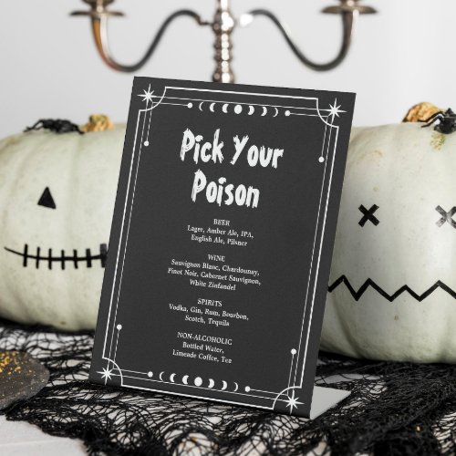 Pick Your Poison Halloween Bar Pedestal Sign