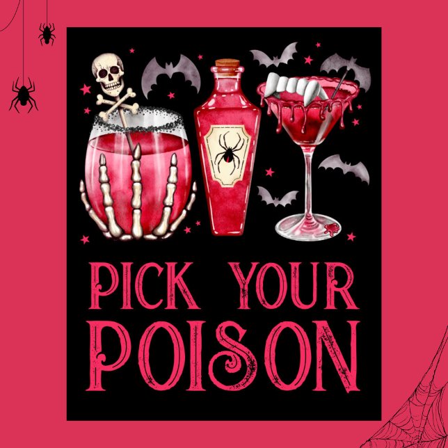 Pick Your Poison Halloween Cocktail Drinks Poster (Pick Your Poison Halloween Cocktail Drinks Poster)