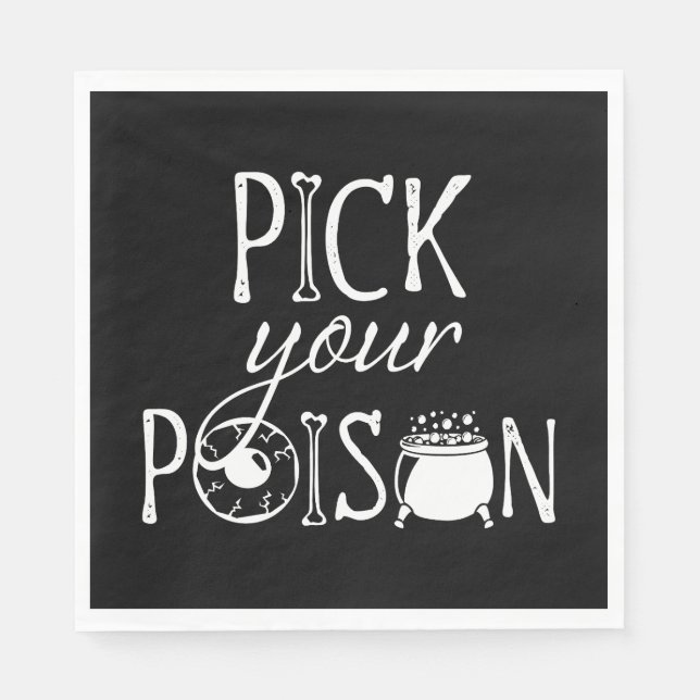 Pick Your Poison | Halloween Witch Black Napkins (Front)