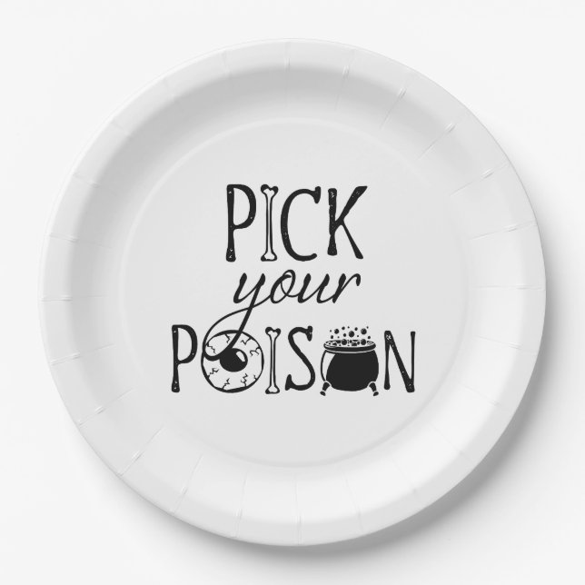 Pick Your Poison | Halloween Witch Paper Plates (Front)