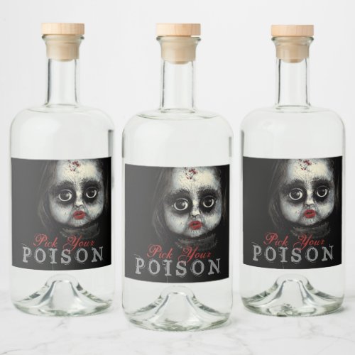 Pick Your Poison Haunted Halloween Party Liquor Bottle Label