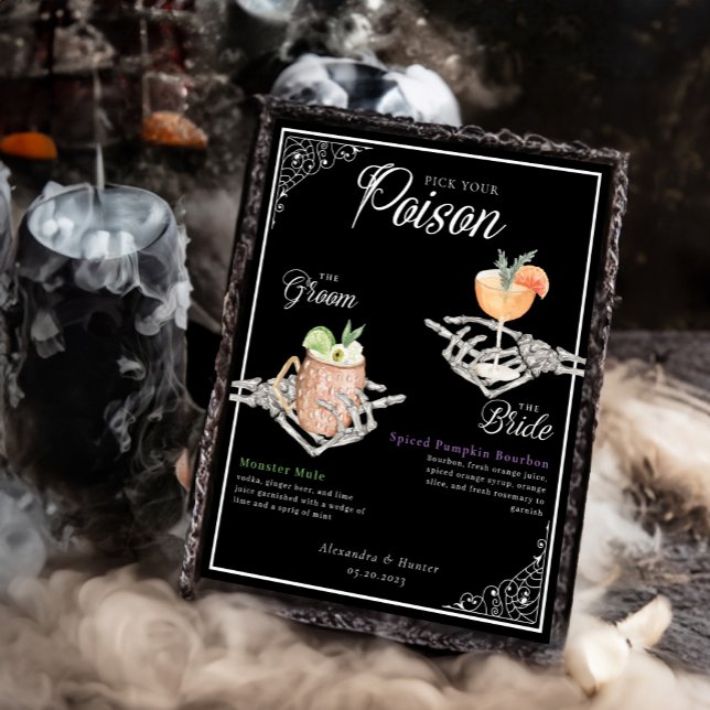 Pick Your Poison Skeleton Bride & Groom Cocktails Poster (Pick Your Poison Skeleton Bride & Groom Cocktails Poster)