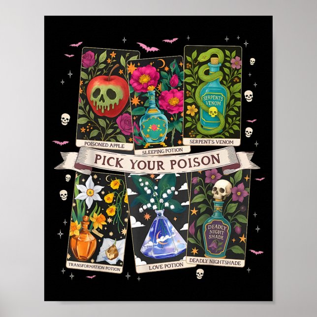 Pick Your Poisons Funny Drink Me Potions Happy Hal Poster (Front)