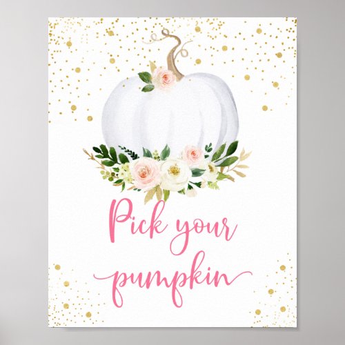 Pick Your Pumpkin Pink Gold Birthday Sign