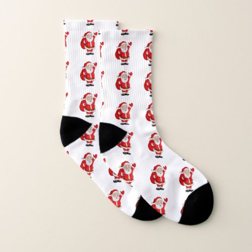 Pick Your Santa Claus Picture Printed White Color Socks