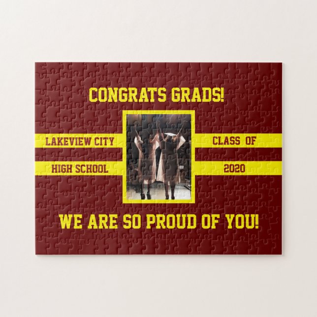 Pick Your School Colors Photo Congrats Graduate Jigsaw Puzzle (Horizontal)