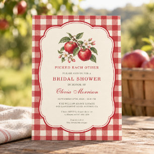 Picked Each Other Apple Gingham Bridal Shower Invitation