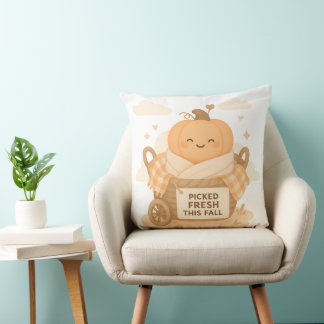Picked Fresh This Fall Cute Pumpkin Halloween Throw Pillow