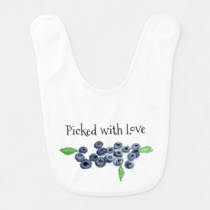 Picked with Love Blueberries fruit watercolor food Baby Bib