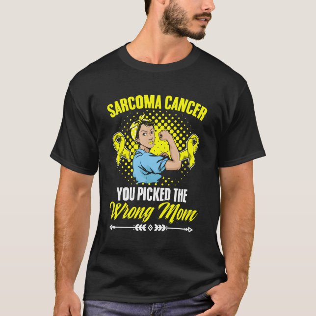Picked Wrong Mom Yellow Ribbon Warrior Sarcoma Can T-Shirt (Front)