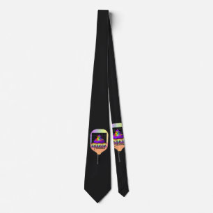 Pickelball Logo Black Neck Tie