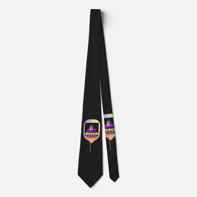 Pickelball Logo Black  Neck Tie (Front)