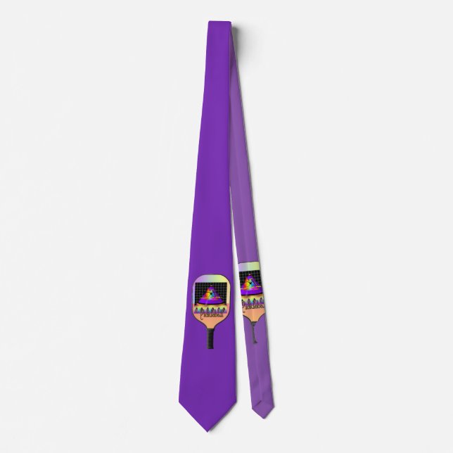 Pickelball Logo Purple   Neck Tie (Front)
