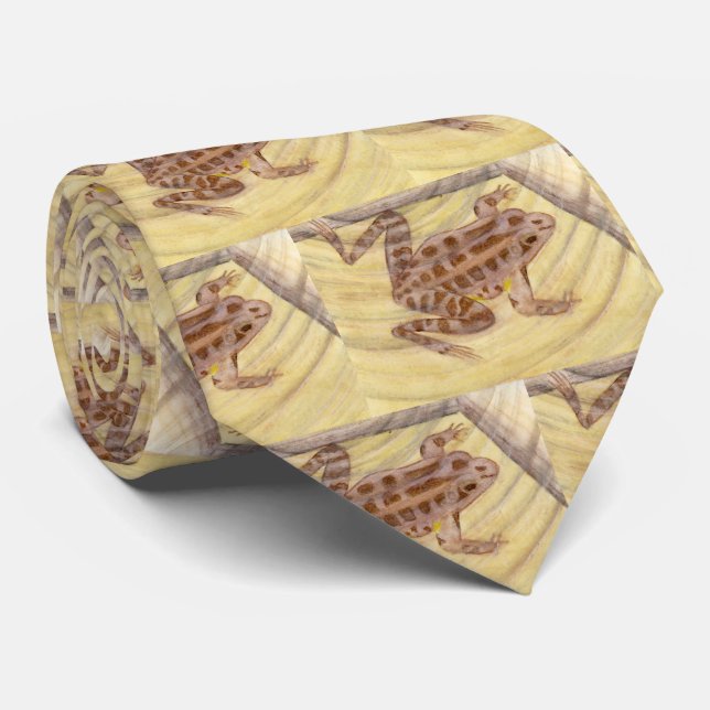 Pickerel Frog Watercolor Neck Tie (Rolled)