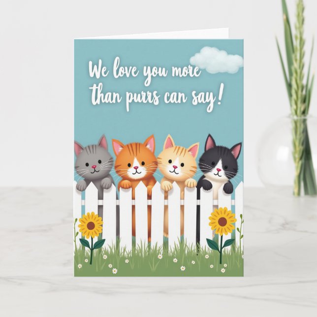 Picket Fence Cats Love Card (Front)