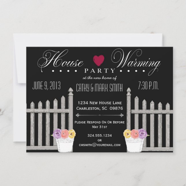 Picket Fence HouseWarming Party Invitation (Front)