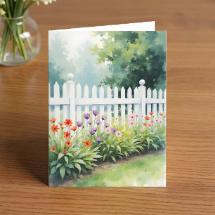 Picket Fence with Flowers Thinking of You Card