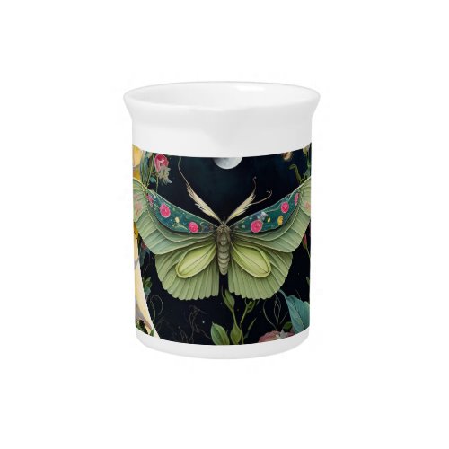 Picket in porcelain _ Butterfly at night Beverage Pitcher