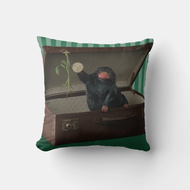 Pickett & Teddy in Briefcase Throw Pillow (Front)